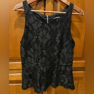 Black Lace Peplum Top